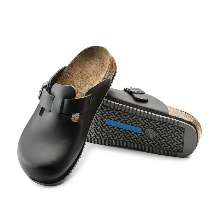 BIRKENSTOCK Boston Super Grip Smooth Leather Clog#color_black