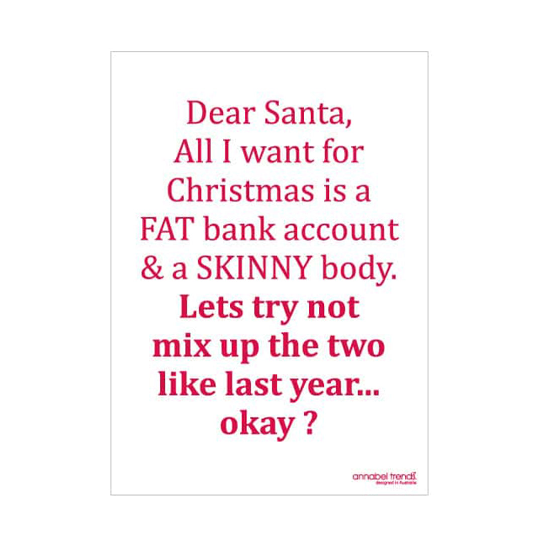 Xmas Fat Skinny Tea Towel