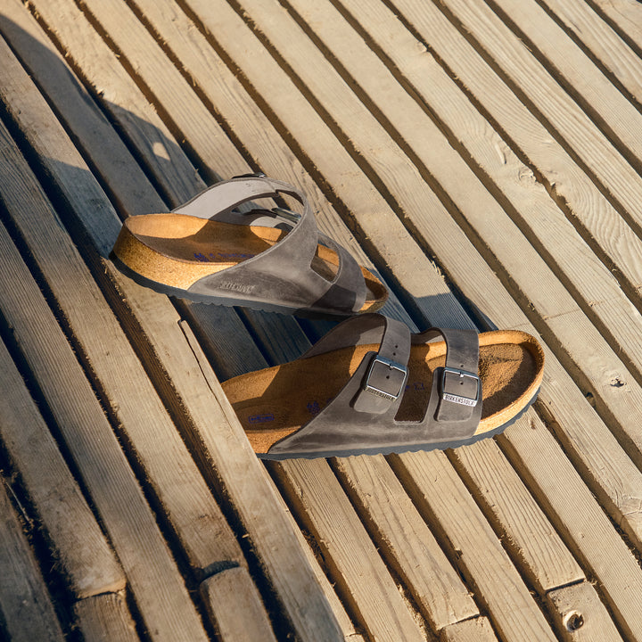Arizona Oiled Leather Soft Footbed Sandal - Iron