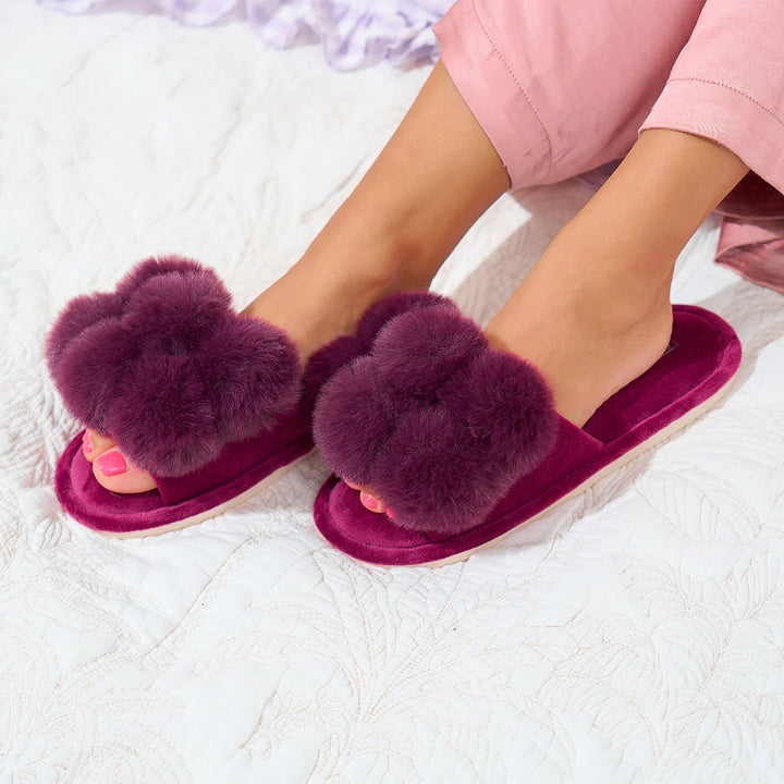 Slipper Pom Pom Mulberry