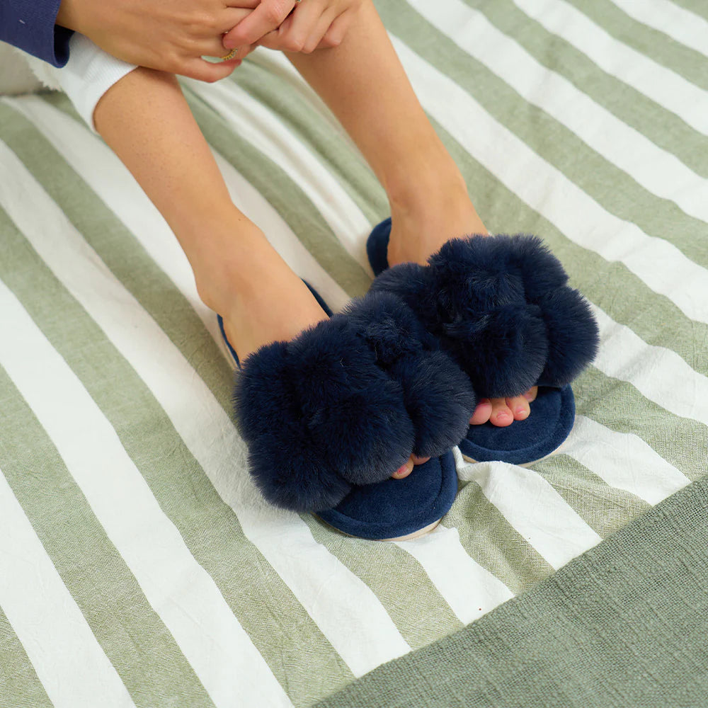 Slipper Pom Pom Navy