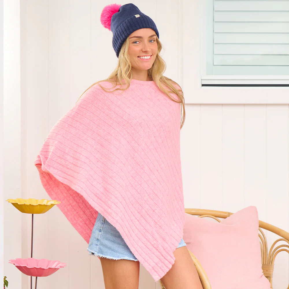 Knit Poncho Light Pink