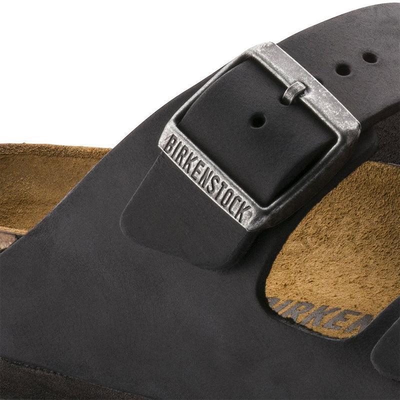 BIRKENSTOCK Arizona Black Oiled Leather Mens Narrow