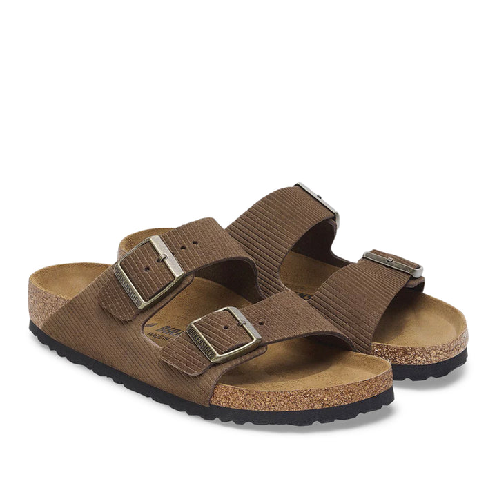 BIRKENSTOCK Arizona Embossed Leather Corduroy Dark Tea
