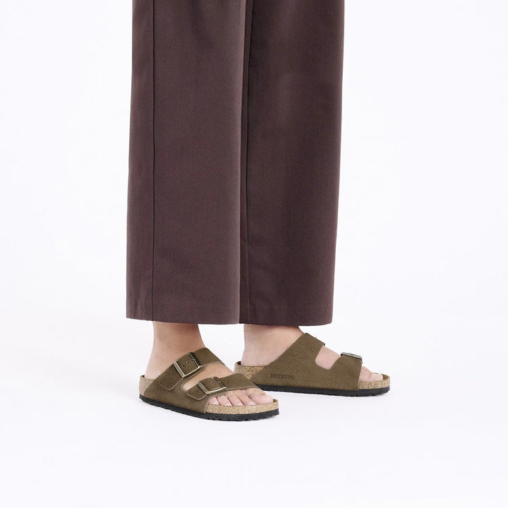 BIRKENSTOCK Arizona Embossed Leather Corduroy Dark Tea