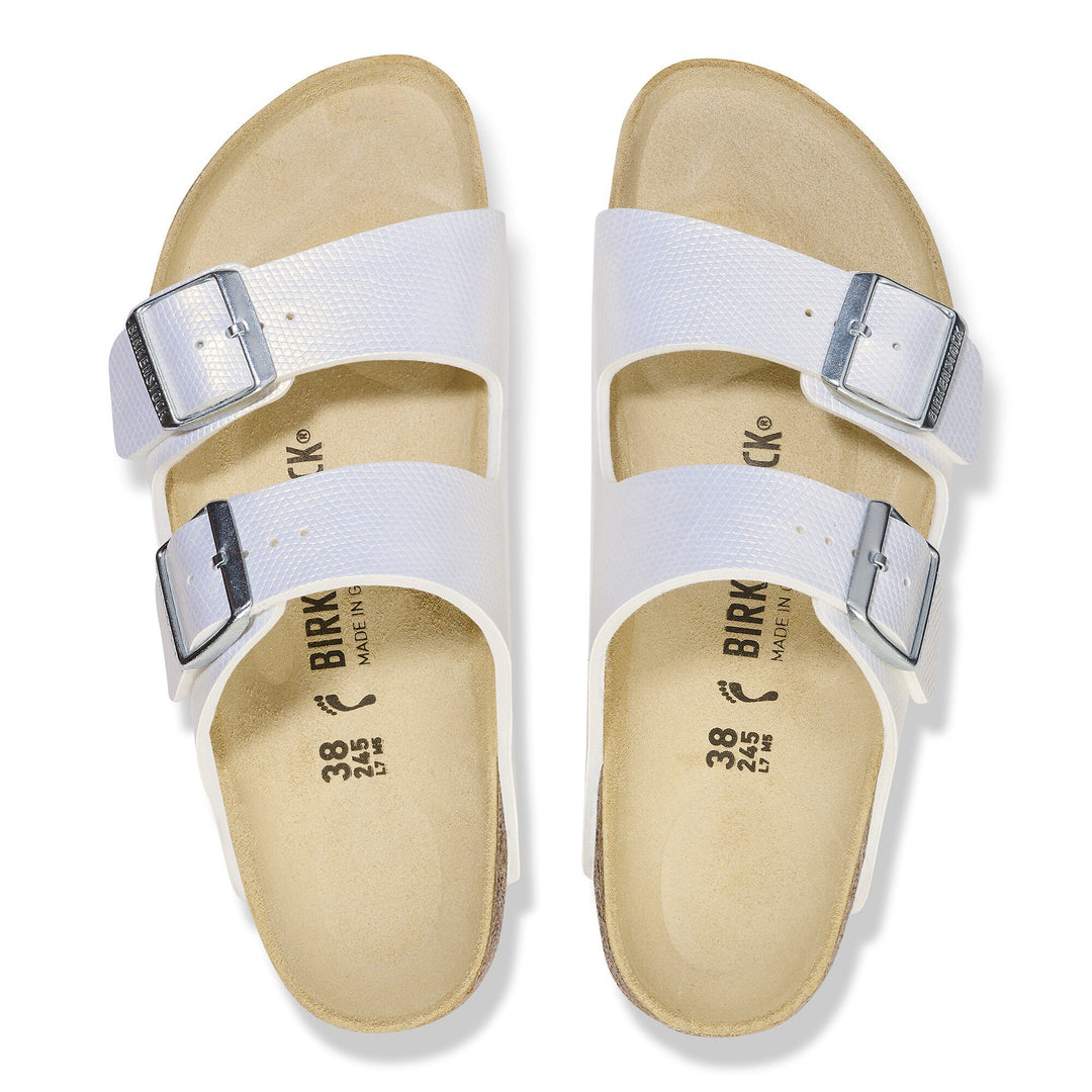 BIRKENSTOCK Arizona Birko-Flor Embossed Shiny White