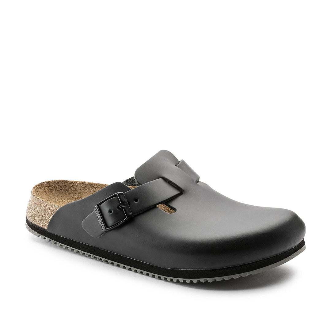 BIRKENSTOCK Boston Super Grip Smooth Leather Clog#color_black