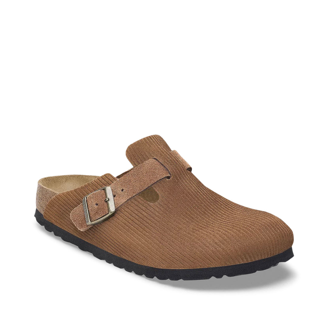BIRKENSTOCK Boston Embossed Suede Leather Corduroy Dark Tea
