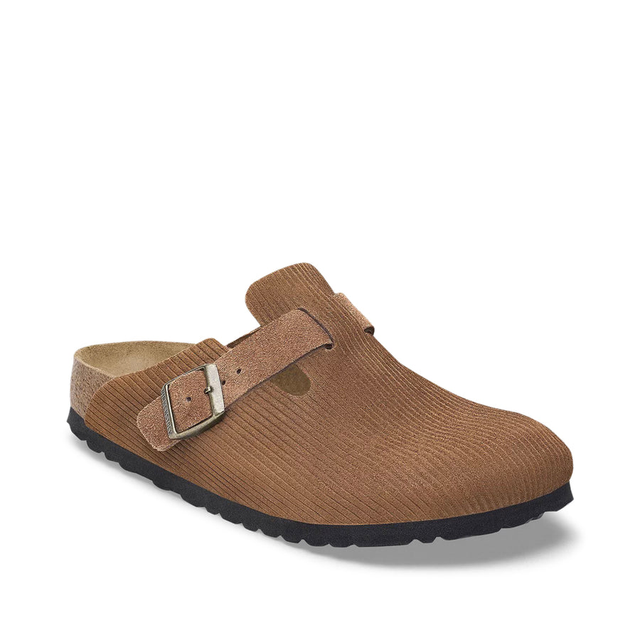 BIRKENSTOCK Boston Embossed Suede Leather Corduroy Dark Tea