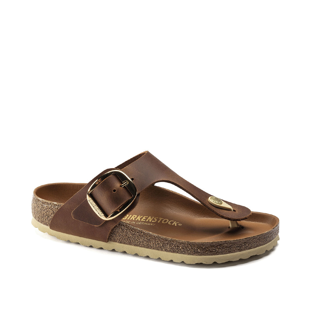 BIRKENSTOCK Gizeh Big Buckle Oiled Leather Cognac