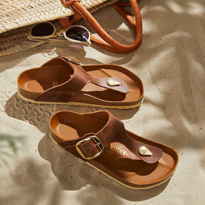 BIRKENSTOCK Gizeh Big Buckle Oiled Leather Cognac 