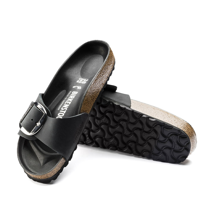 Madrid Big Buckle Oiled Leather Black (Narrow)