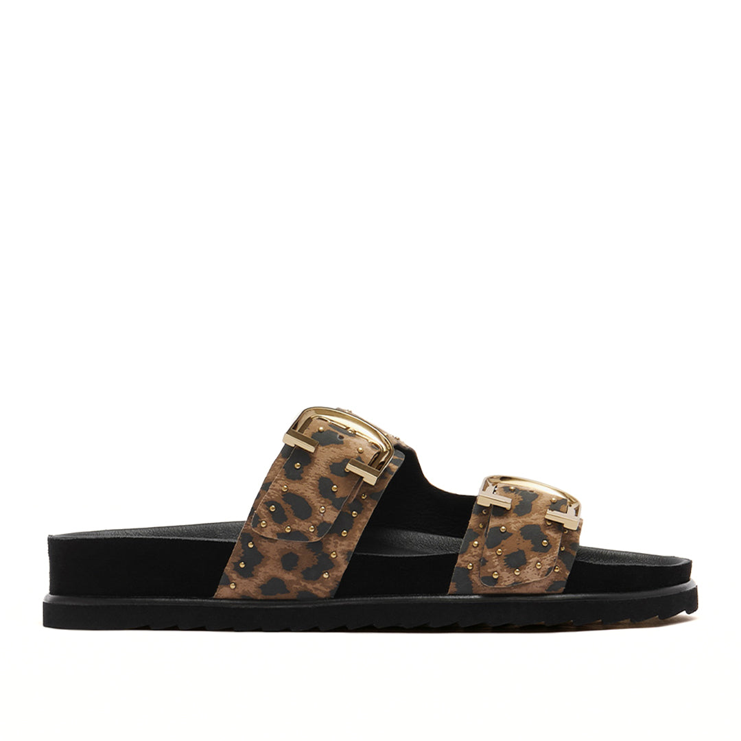 Deon Dark Leopard Print Suede Stud