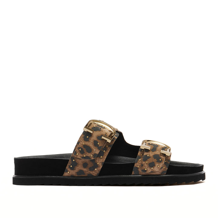 Deon Dark Leopard Print Suede Stud