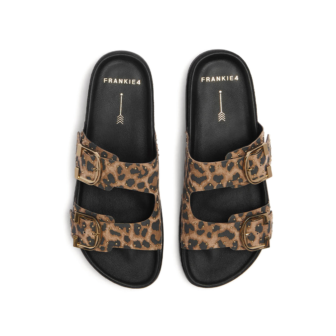 Deon Dark Leopard Print Suede Stud