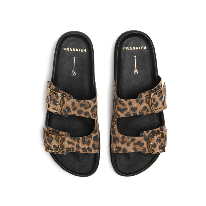 Deon Dark Leopard Print Suede Stud