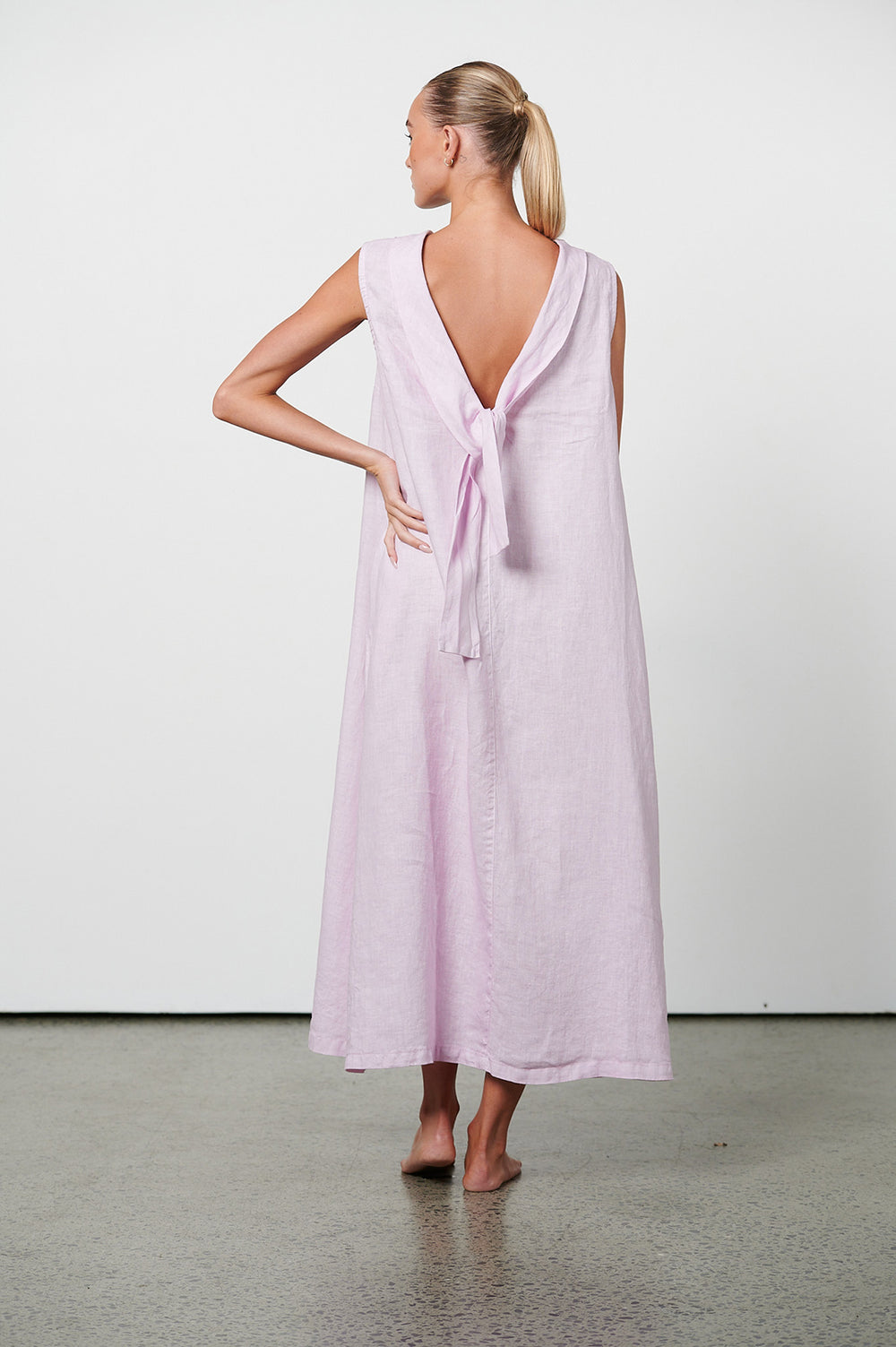 HARIS COTTON Midi Length Back Tie Dress Violet