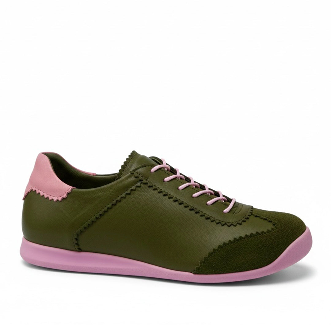 Green and pink sneaker