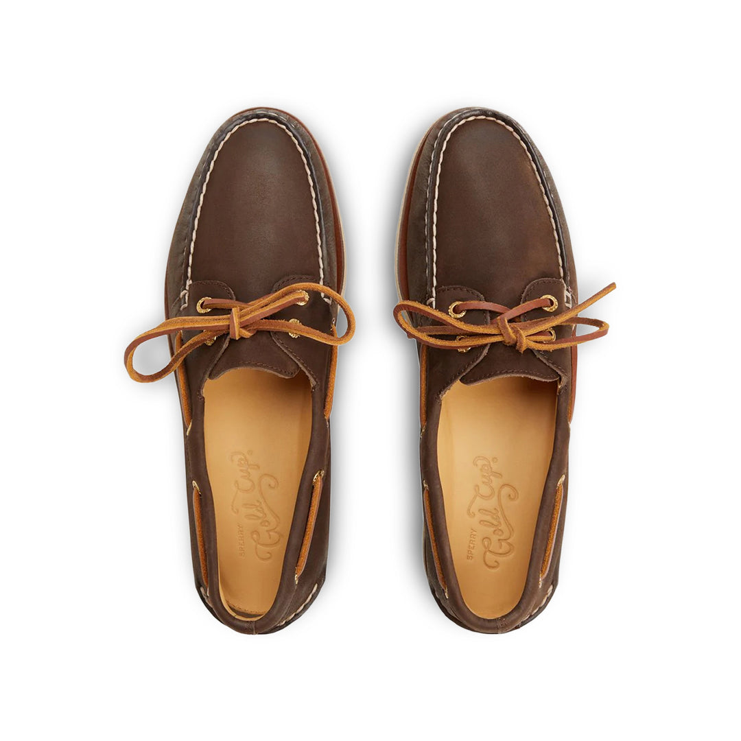 Men's Gold Authentic Original 2-Eye Wide Leaher Grainy Brown