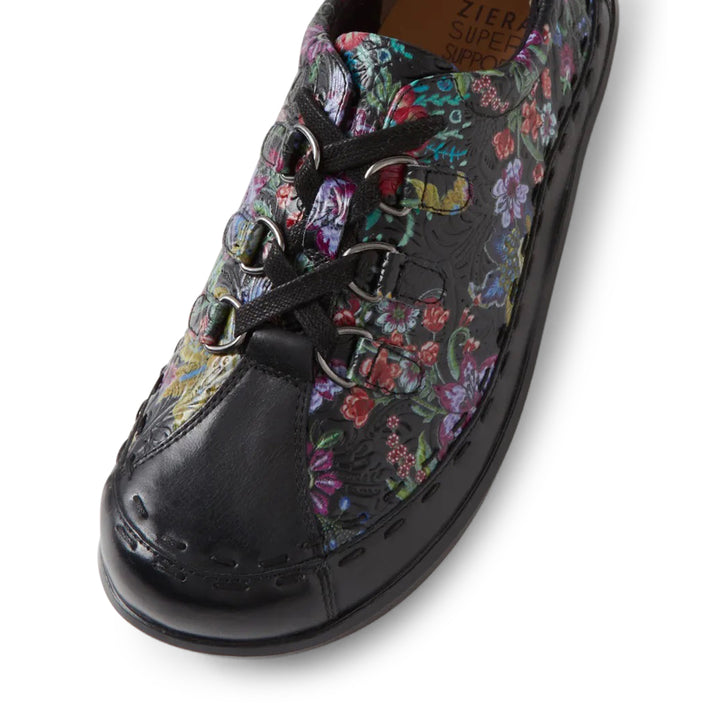 ZIERA Allsorts Lace Up Extra Wide#color_black-floral
