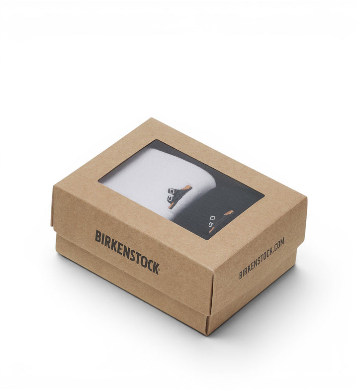 BIRKENSTOCK 2 pack black and white cotton rib socks with embroidered detail.