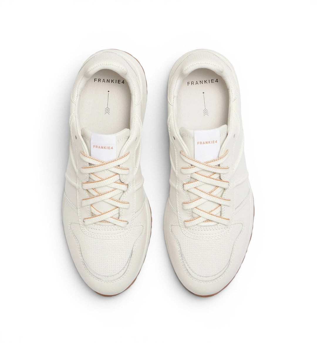 FRANKIE4 Raider white leather sneakers with textured accents and a gum sole. Designed for comfort and style.