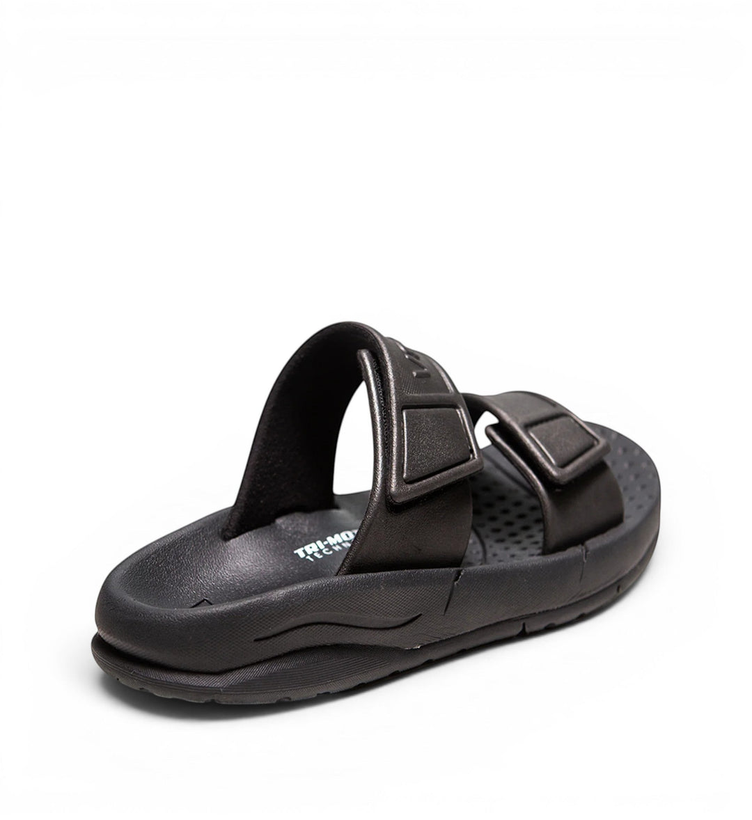 House of Florian Active Two-Strap sandals in black, featuring adjustable velcro straps and a comfortable, contoured footbed.