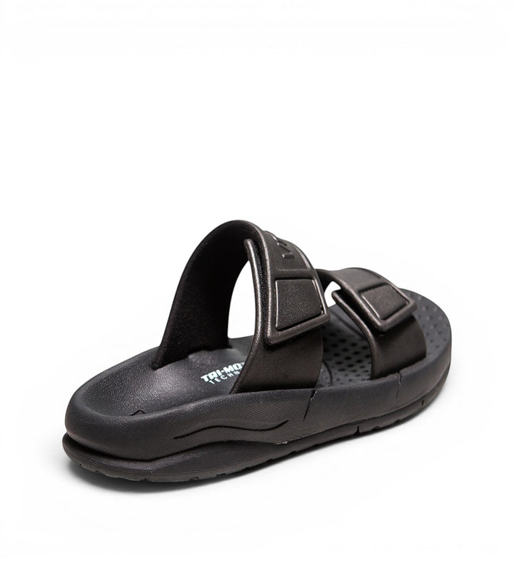 House of Florian Active Two-Strap sandals in black, featuring adjustable velcro straps and a comfortable, contoured footbed.