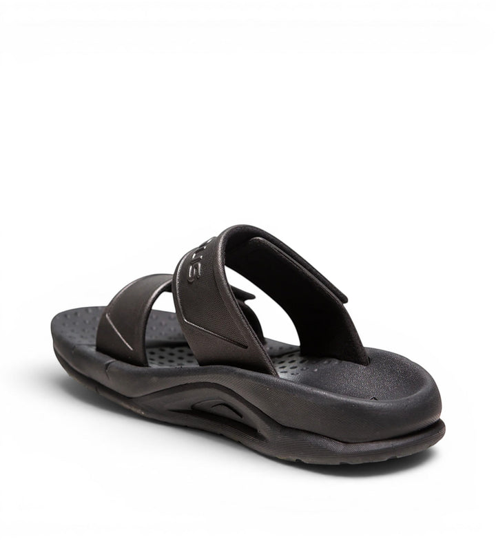 House of Florian Active Two-Strap sandals in black, featuring adjustable straps and a textured footbed.