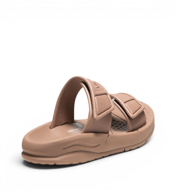 House of Florian Active Two-Strap Taupe sandals with adjustable velcro straps and textured footbed.