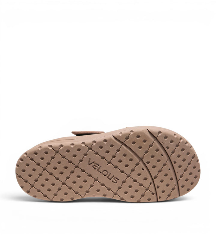 House of Florian Active Two-Strap Taupe sandals with textured rubber sole for grip.
