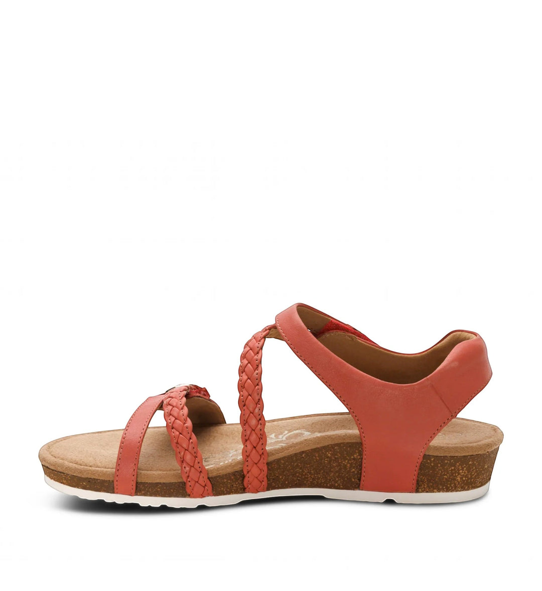 House of Florian Jillian antique rose braided quarter strap sandal with a cork-style wedge sole