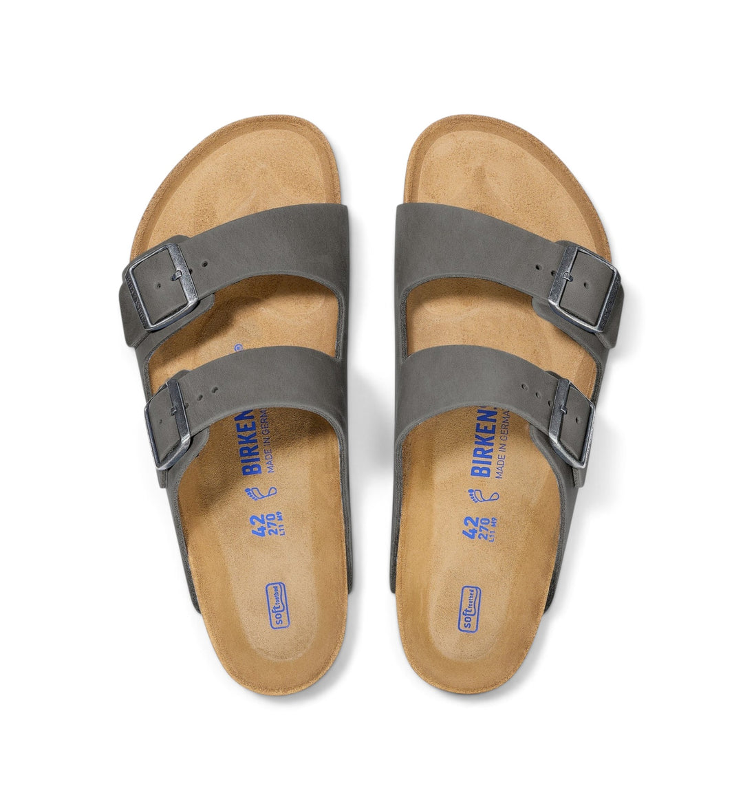 House of Florian Arizona iron grey oiled leather sandals with two adjustable straps and soft footbed