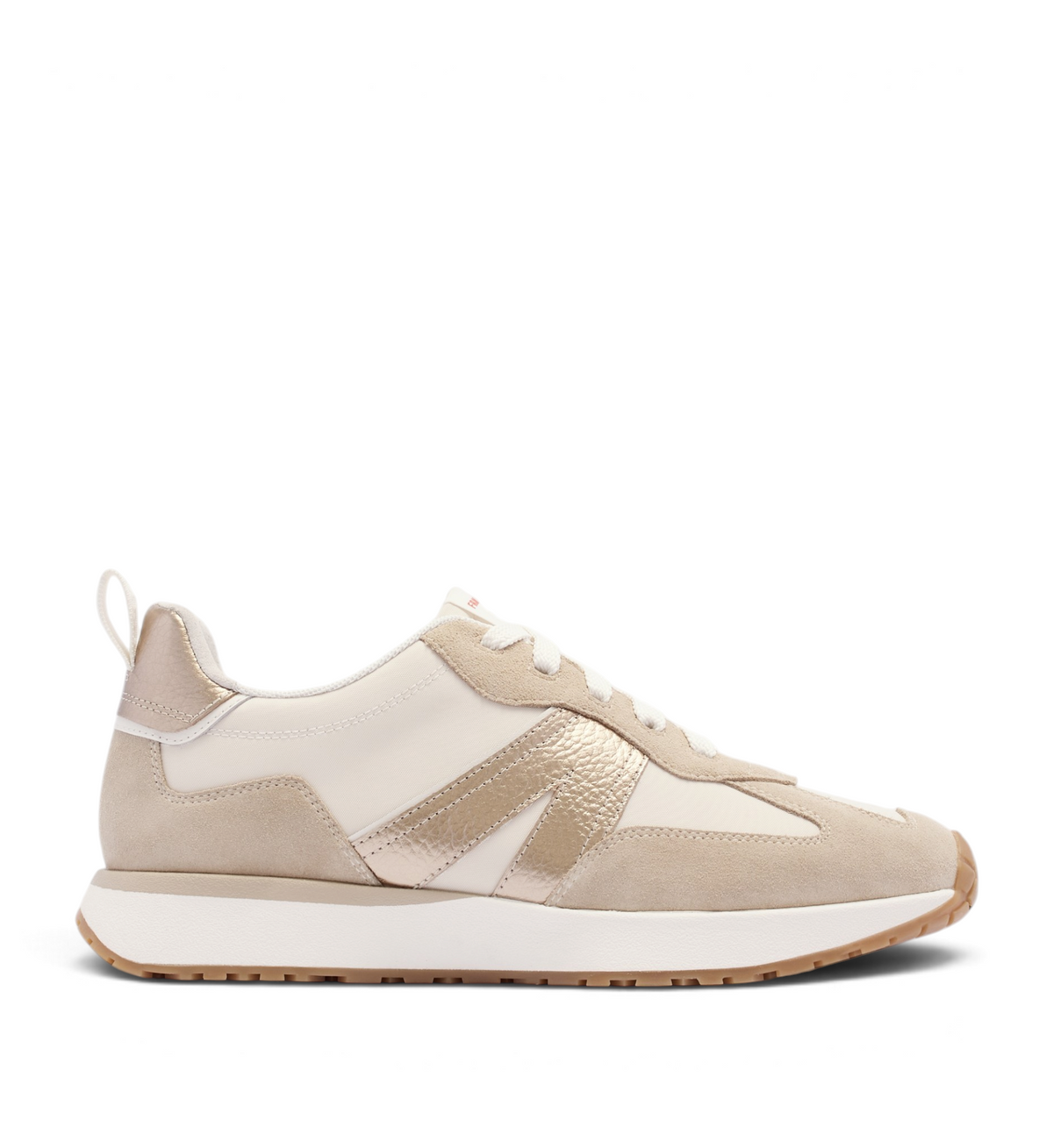 House of Florian Axel II sneakers in golden sand featuring suede and metallic leather panels with a white rubber sole