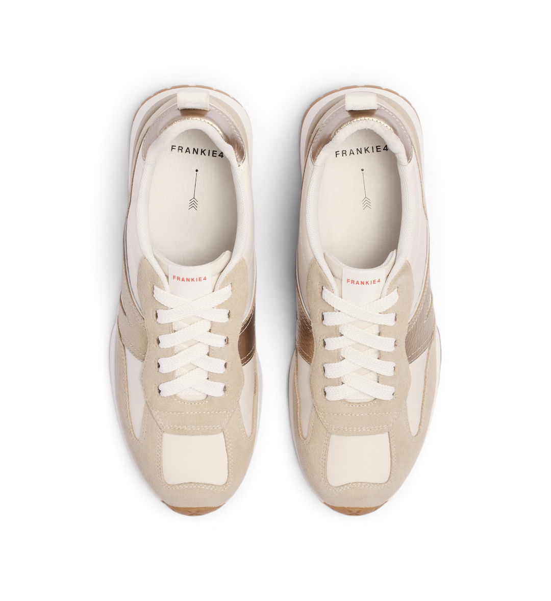 House of Florian Axel II Golden Sand sneakers featuring a beige and metallic gold panelled design with white laces.