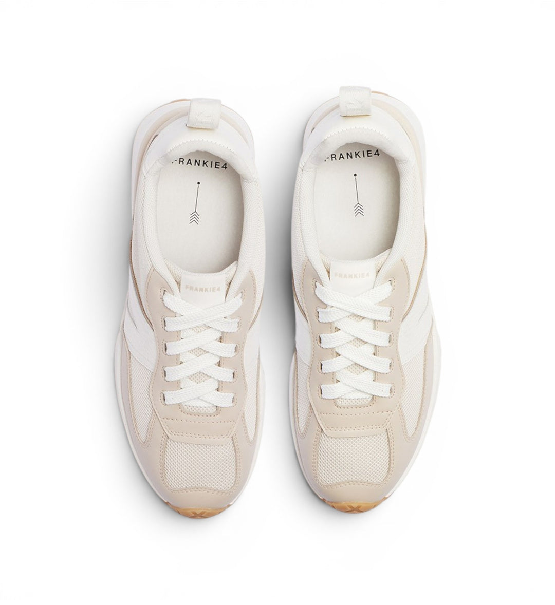 House of Florian Axel II Natural leather and mesh sneakers with white laces and tan accents. Podiatrist-designed for support.