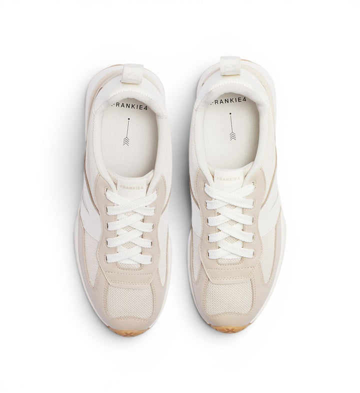 House of Florian Axel II Natural leather and mesh sneakers with white laces and tan accents. Podiatrist-designed for support.