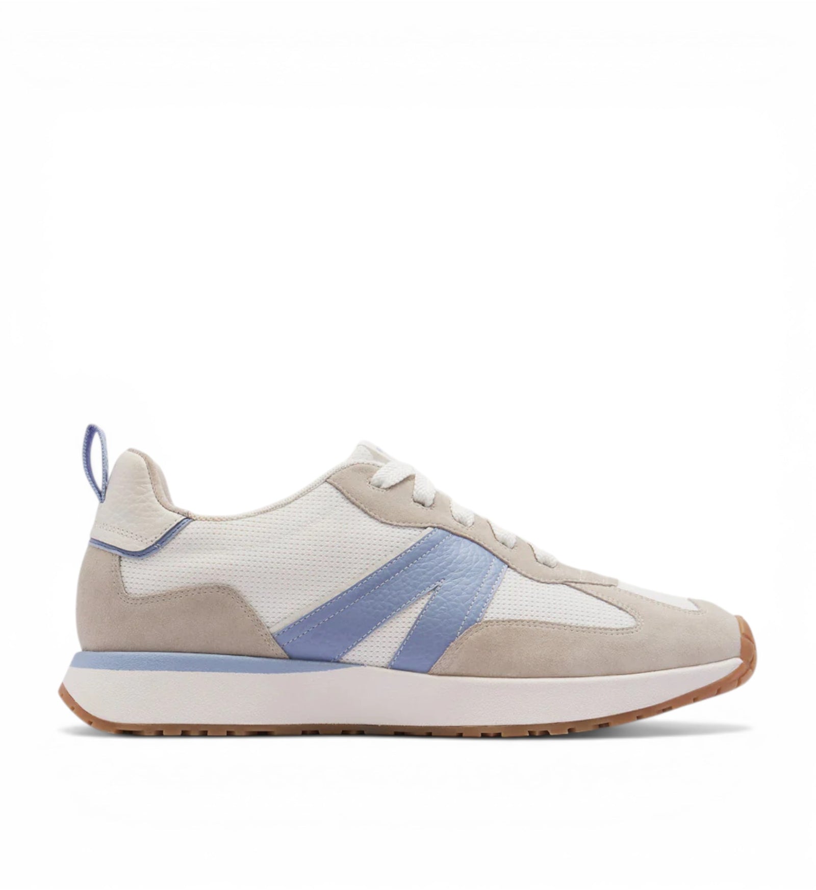 House of Florian Axel II white sneakers with cornflower blue accents and suede trim. Comfortable, supportive, and stylish.