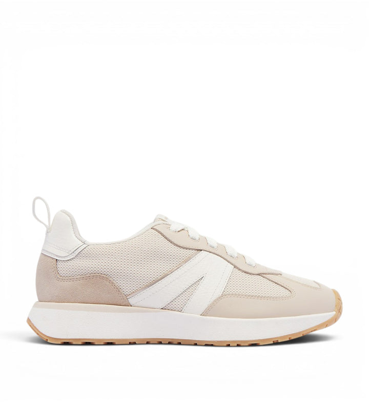 House of Florian Axel II Natural leather and mesh sneakers with white accents and a gum sole.
