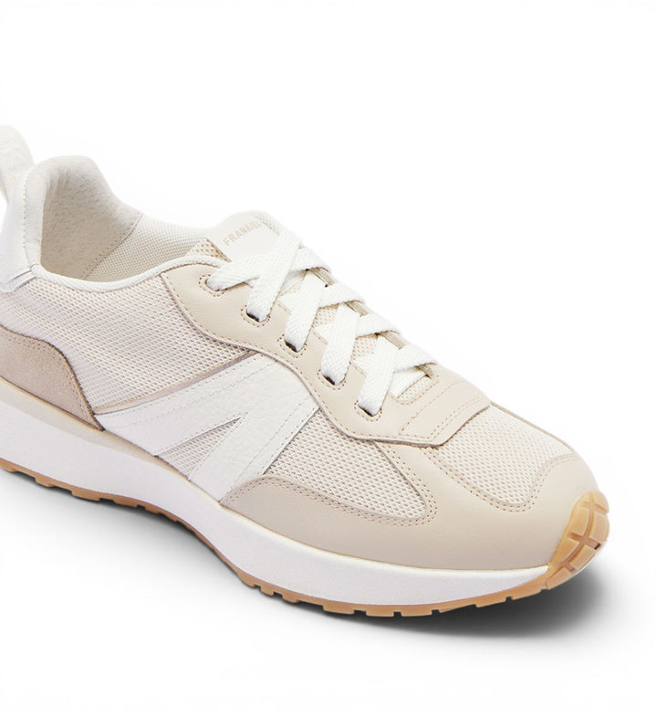 House of Florian Axel II Natural leather and mesh sneakers with white laces and a gum sole. Designed for comfort and style.