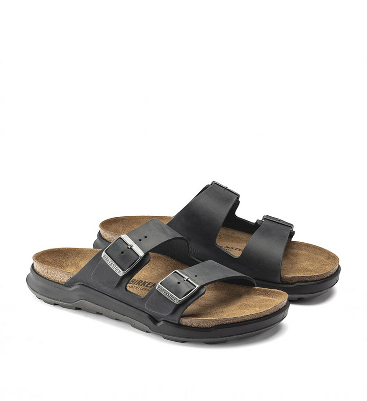 House of Florian Birkenstock Arizona CT black oiled nubuck leather sandals with cork footbed and reinforced sole