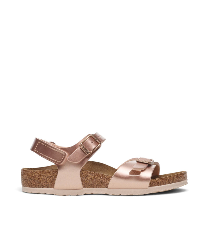 House of Florian Birkenstock Kids Rio metallic copper Birko-Flor sandals with adjustable straps and cork footbed
