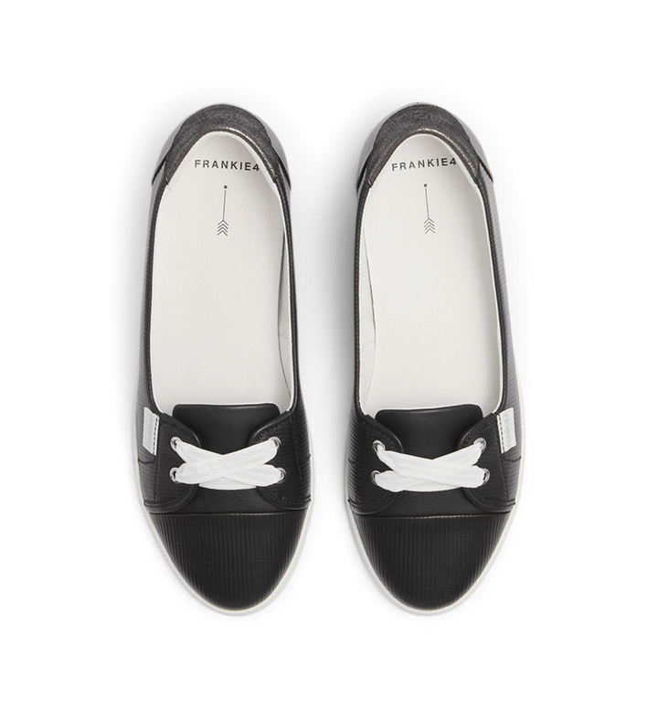 House of Florian Hannah III black embossed leather sneakers with white laces and a sleek low-profile design