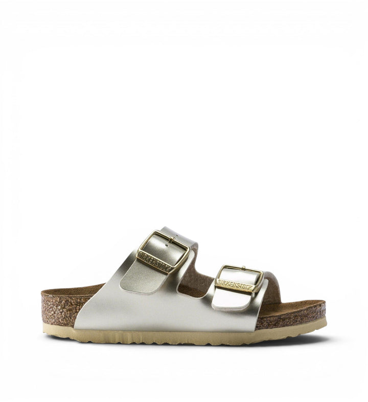 House of Florian Arizona kids sandals in metallic gold Birko-Flor with dual adjustable straps and cork footbed