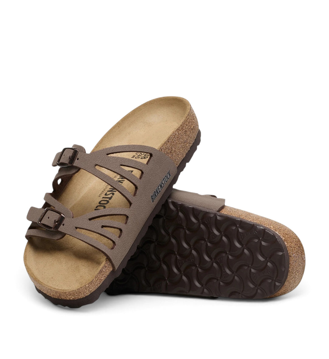 House of Florian Granada Birkibuc sandals in mocca brown with adjustable straps and contoured cork footbed