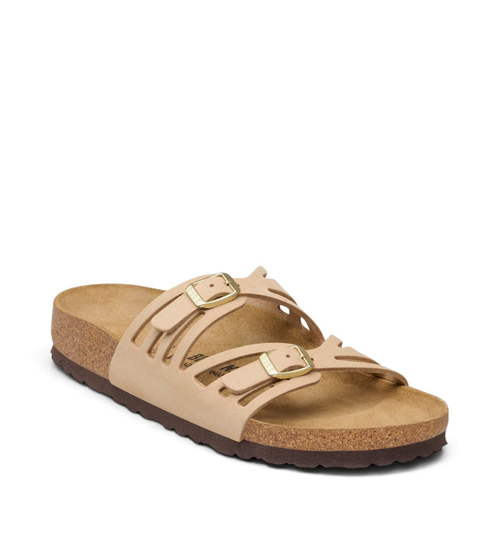 House of Florian Granada sandals in sandcastle nubuck leather with dual adjustable straps and cork footbed