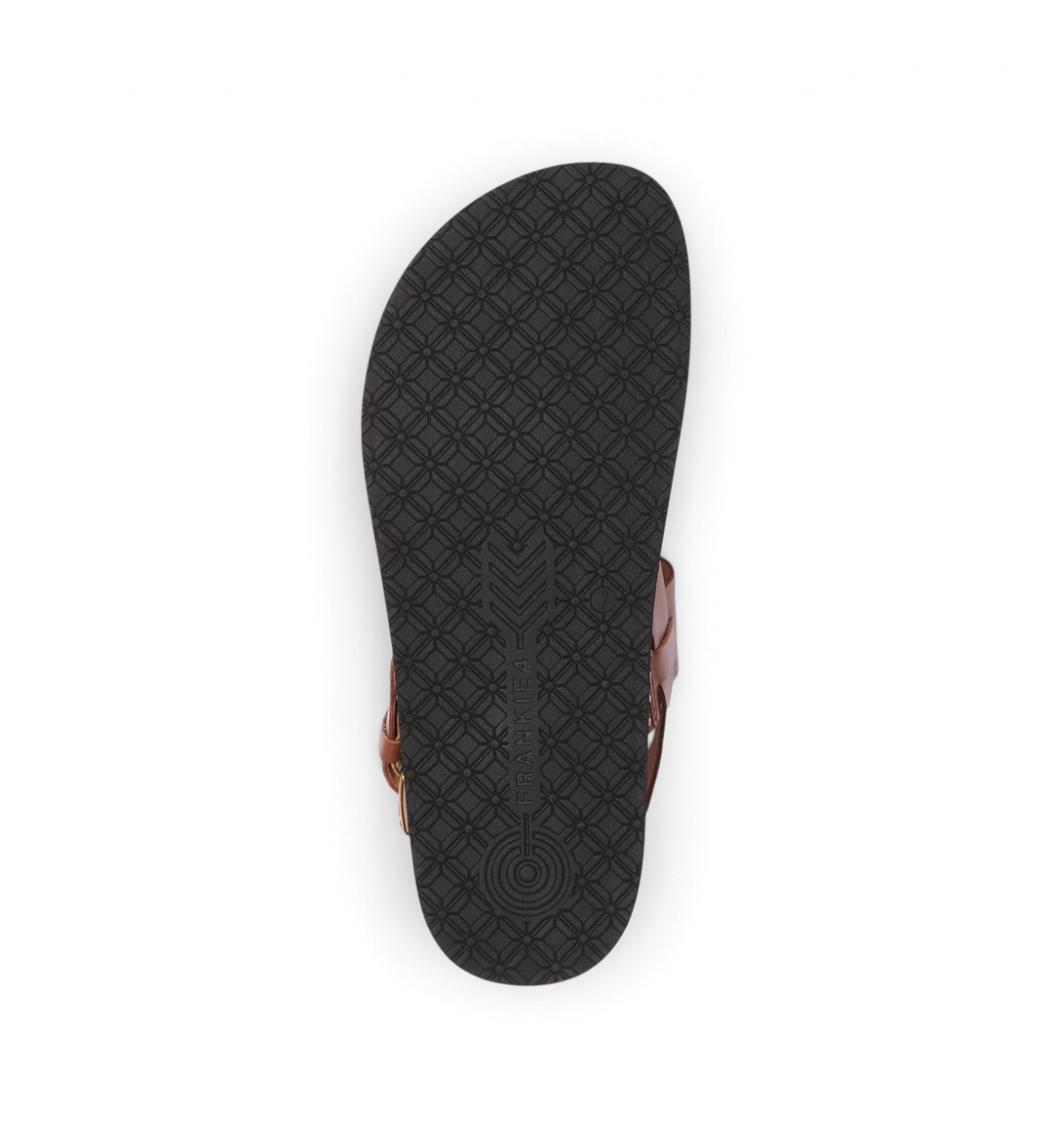 House of Florian Hunter Rich Tan sandal showing the black textured rubber sole with geometric pattern
