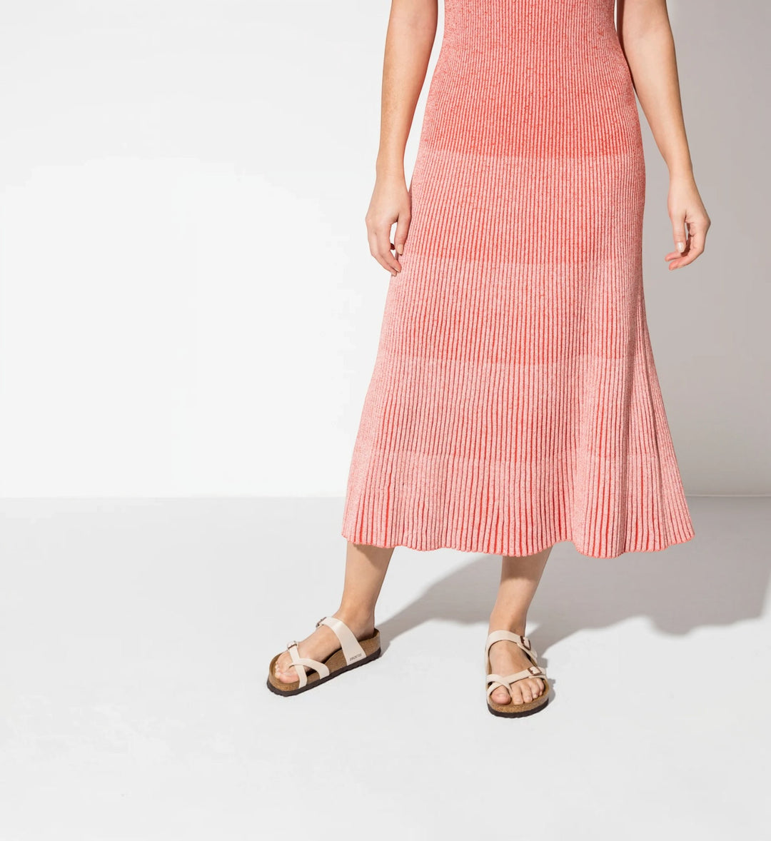 House of Florian Mayari Birko-Flor Graceful Pearl White sandals with crisscross straps and cork footbed.