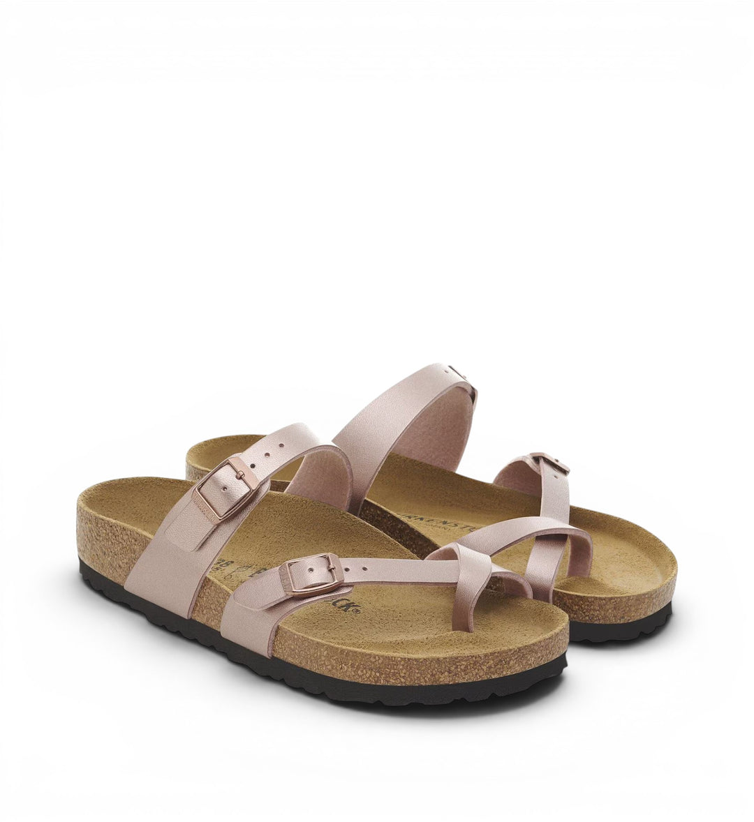 House of Florian Mayari thong sandals in copper Birko-Flor with adjustable buckles and toe loop.
