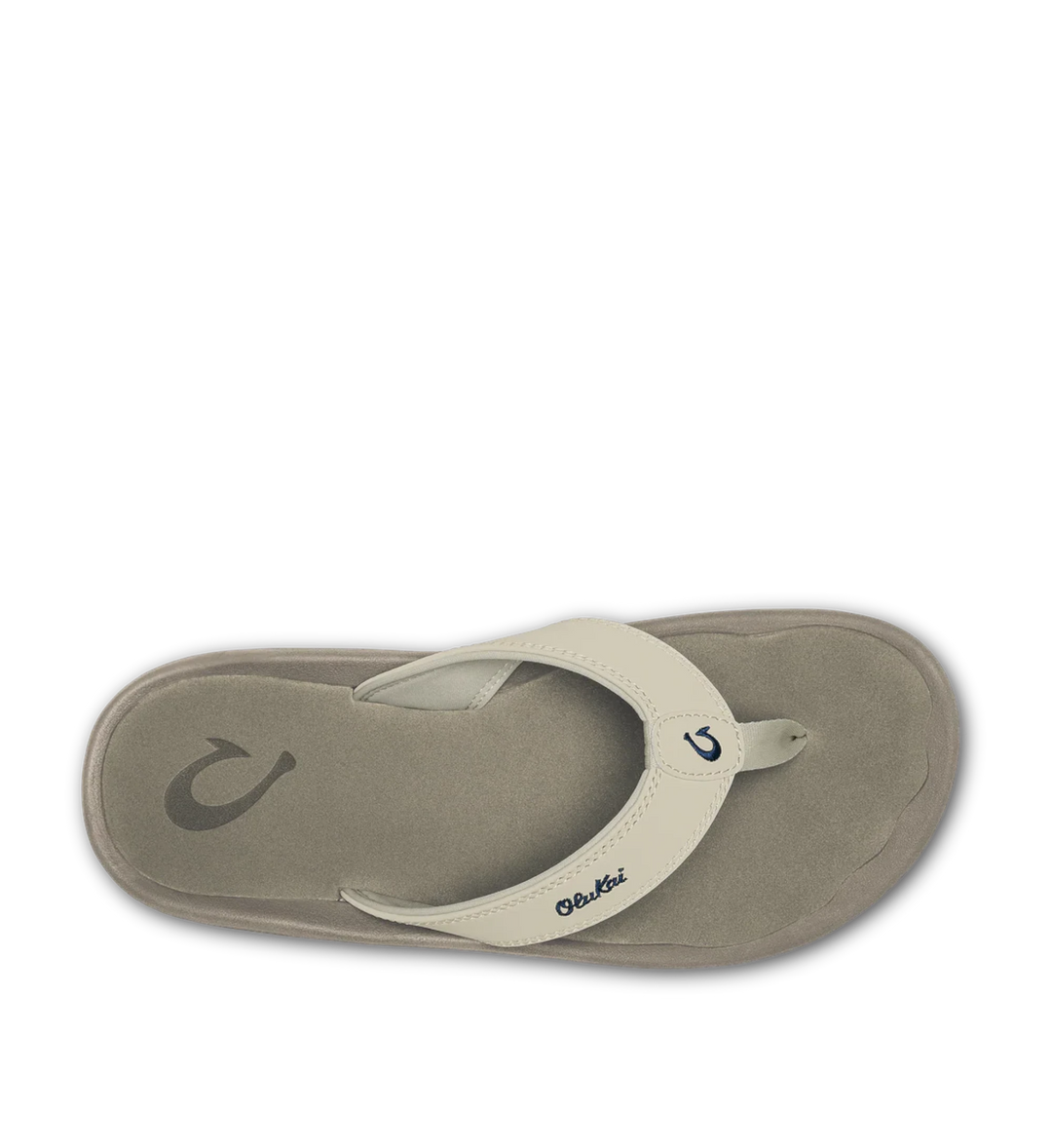 House of Florian Ohana Mens Tapa Clay flip-flops with white straps and grey sole.